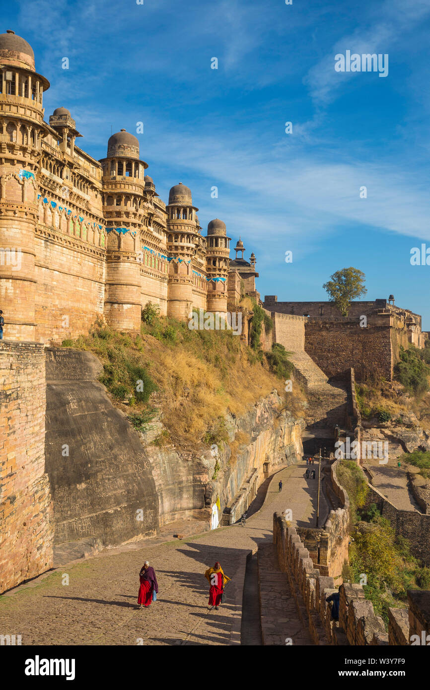 India, Madhya Pradesh, Gwalior, Gwalior Fort, Man Singh Palace Stock Photo