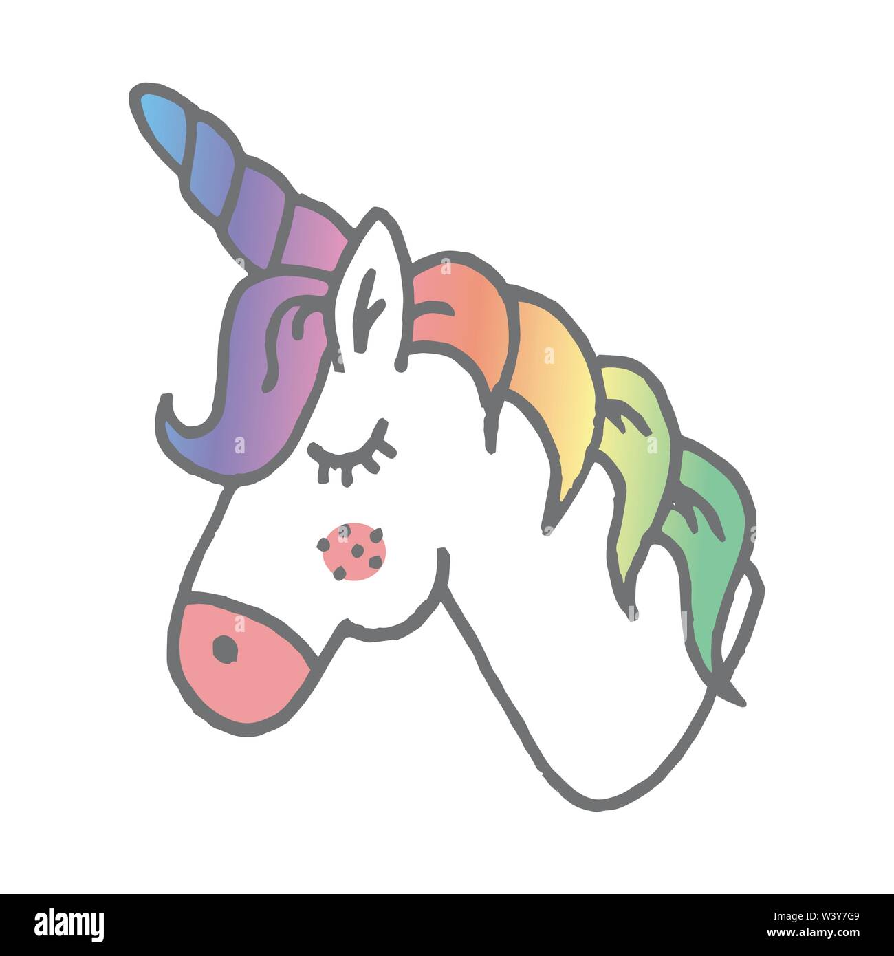 Cute magical unicorn hand drawn illustration Stock Vector Image & Art ...