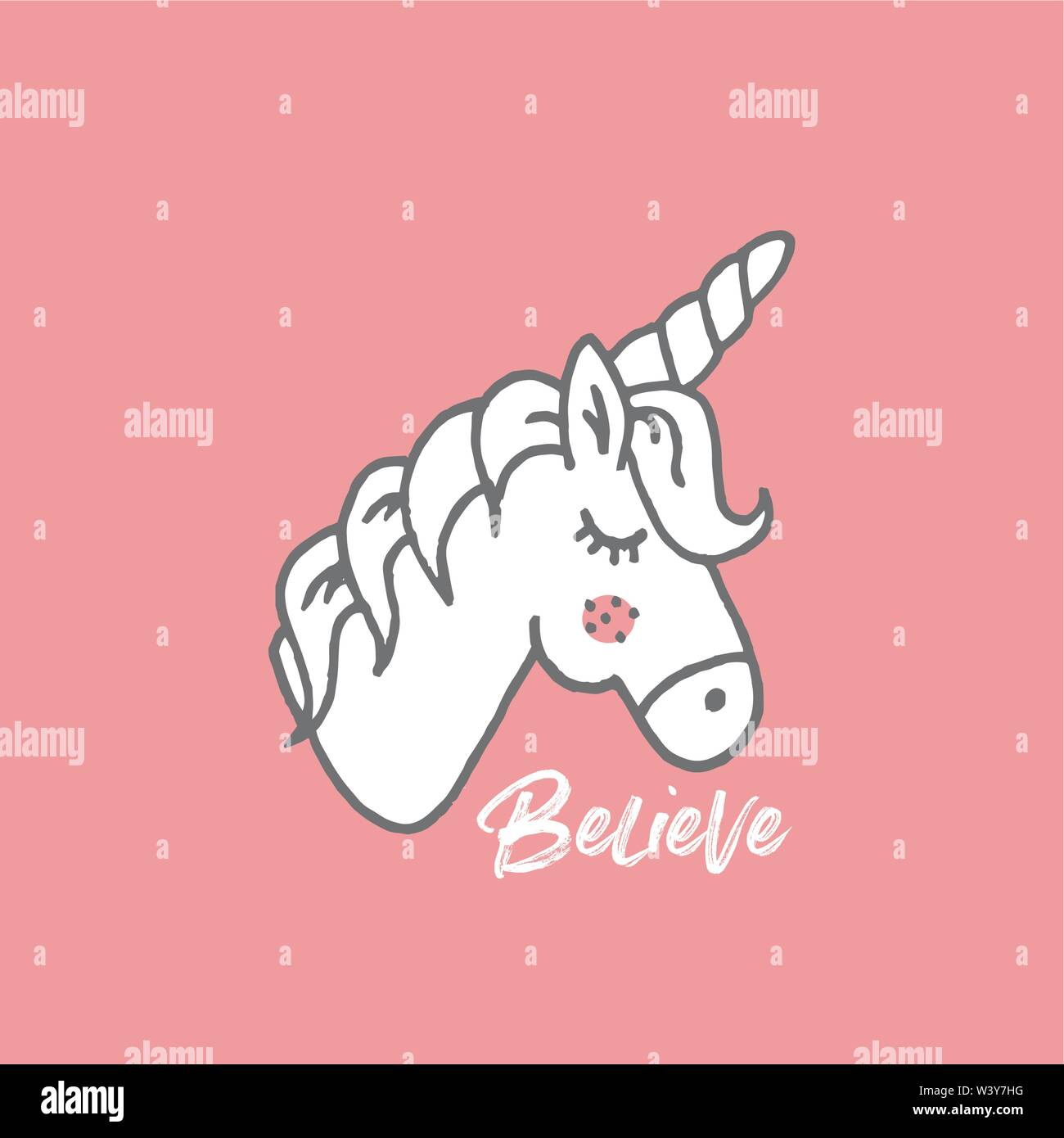 Cute magical unicorn hand drawn illustration Stock Vector Image & Art ...