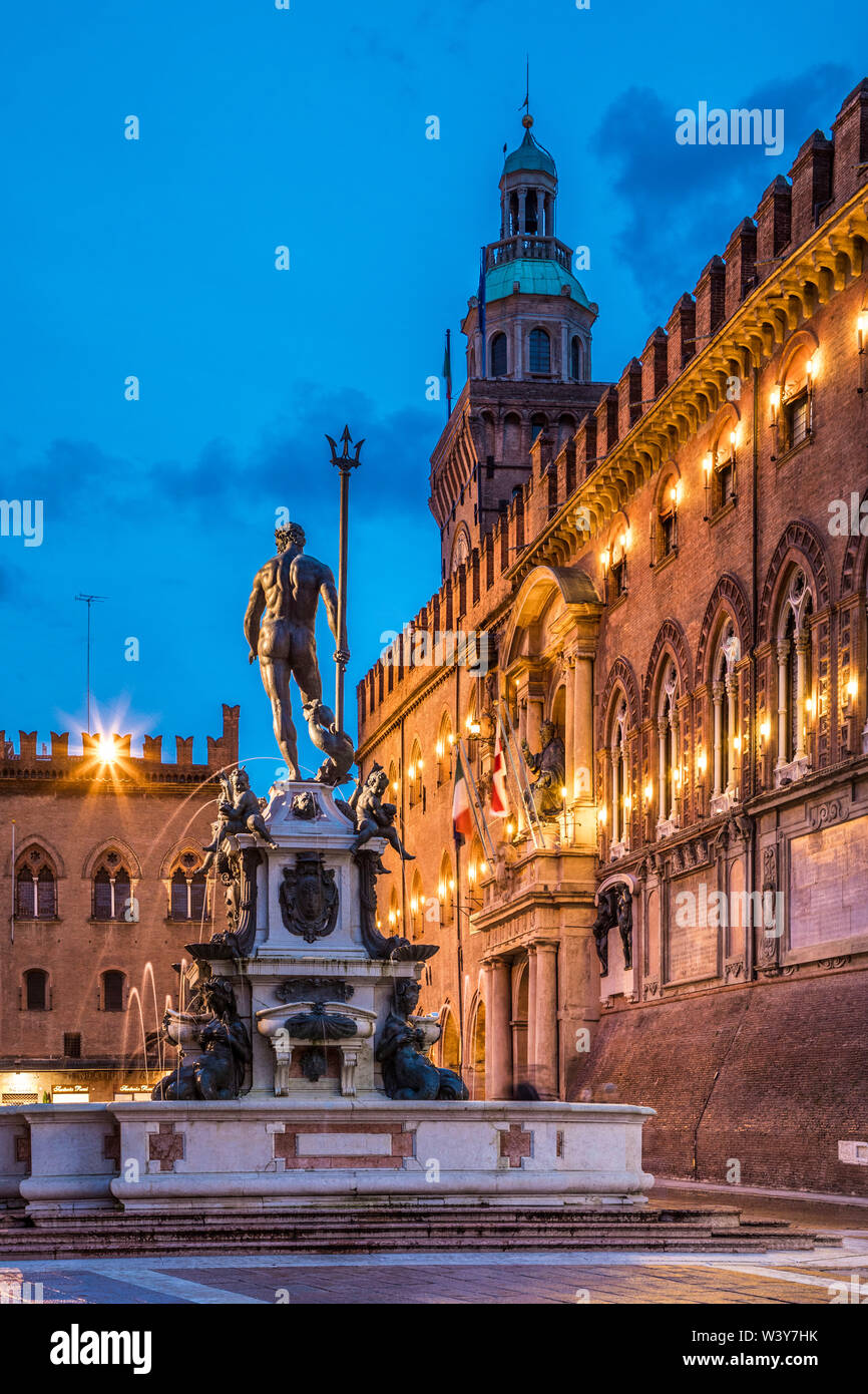 Piazza del Nettuno, Bologna, Emilia-Romagna, Italy Stock Photo