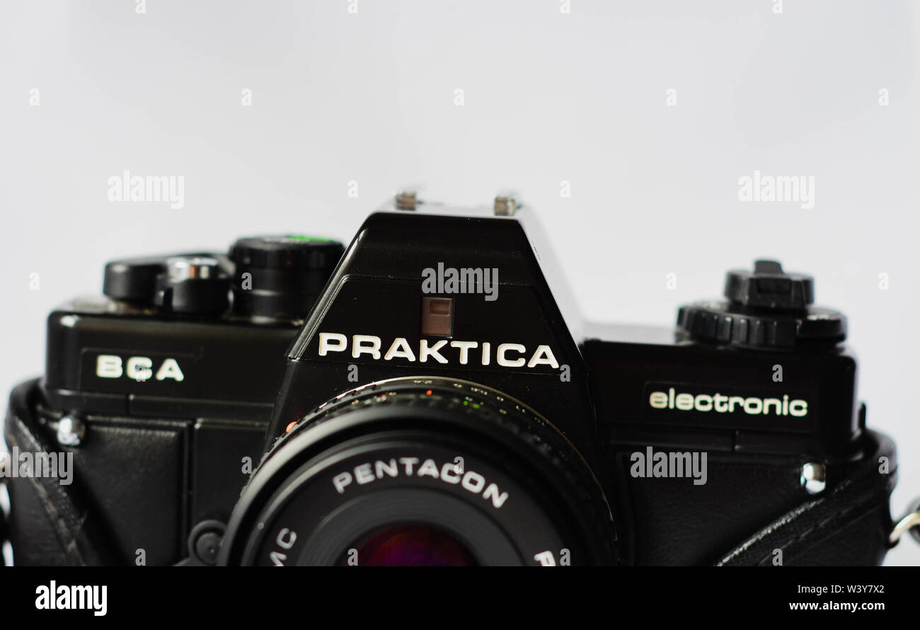 Old Vintage Film Camera Praktica on white background Stock Photo Alamy