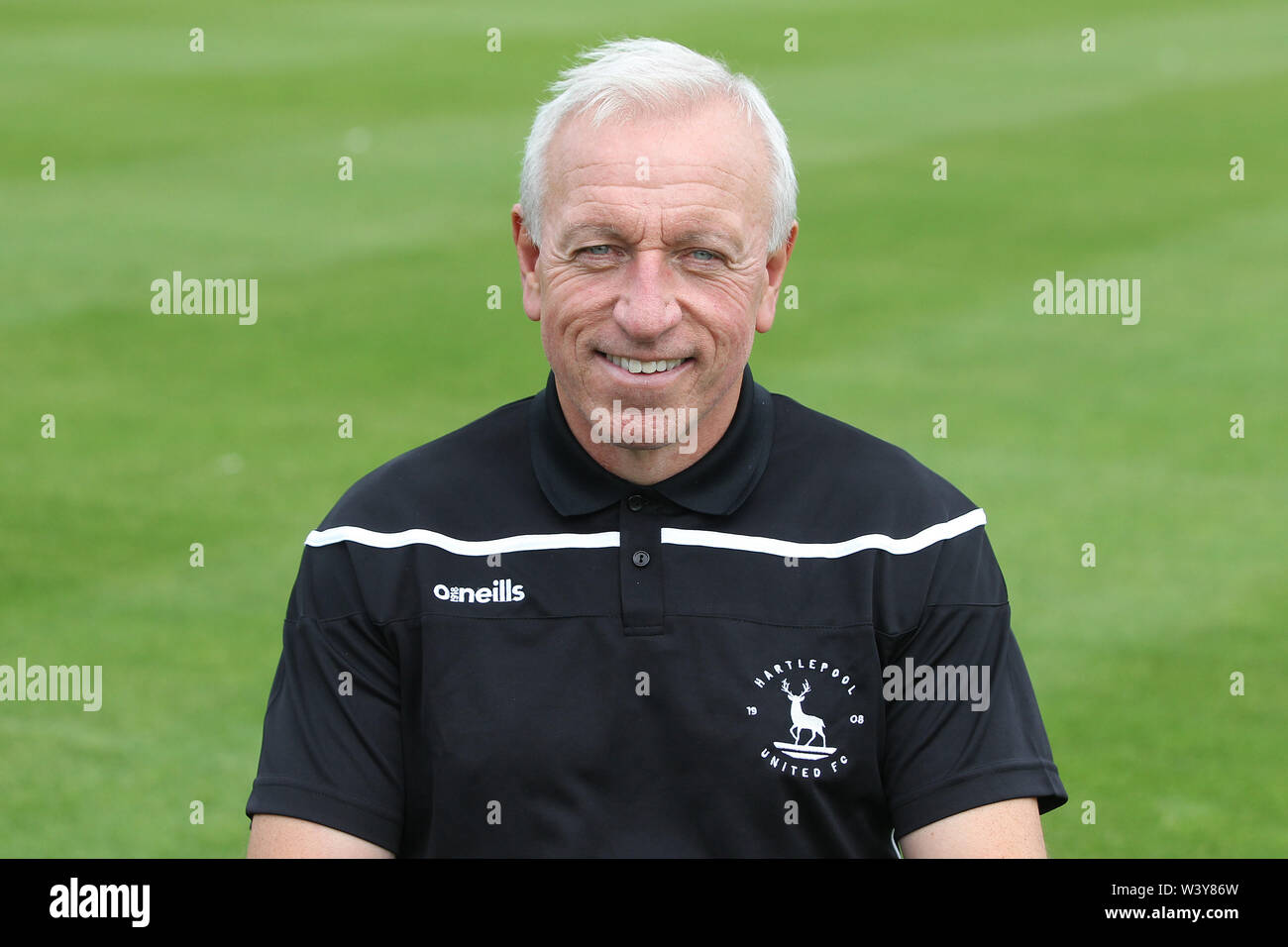 HARTLEPOOL, ENGLAND 13th July Hartlepool United first team coach Ged McNamee during the club's photoshoot at Victoria Park, Hartlepool on Saturday 13th July 2019 (Pic: Mark Fletcher | MI News) Stock Photo