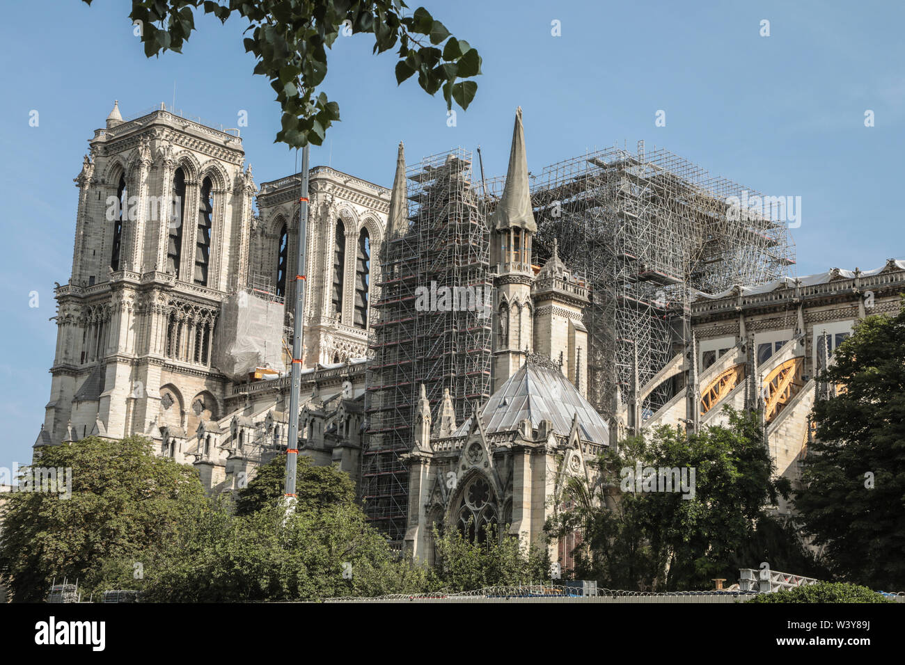 NOTRE-DAME CATHEDRAL ,THREE MONTHS AFTER THE FIRE Stock Photo