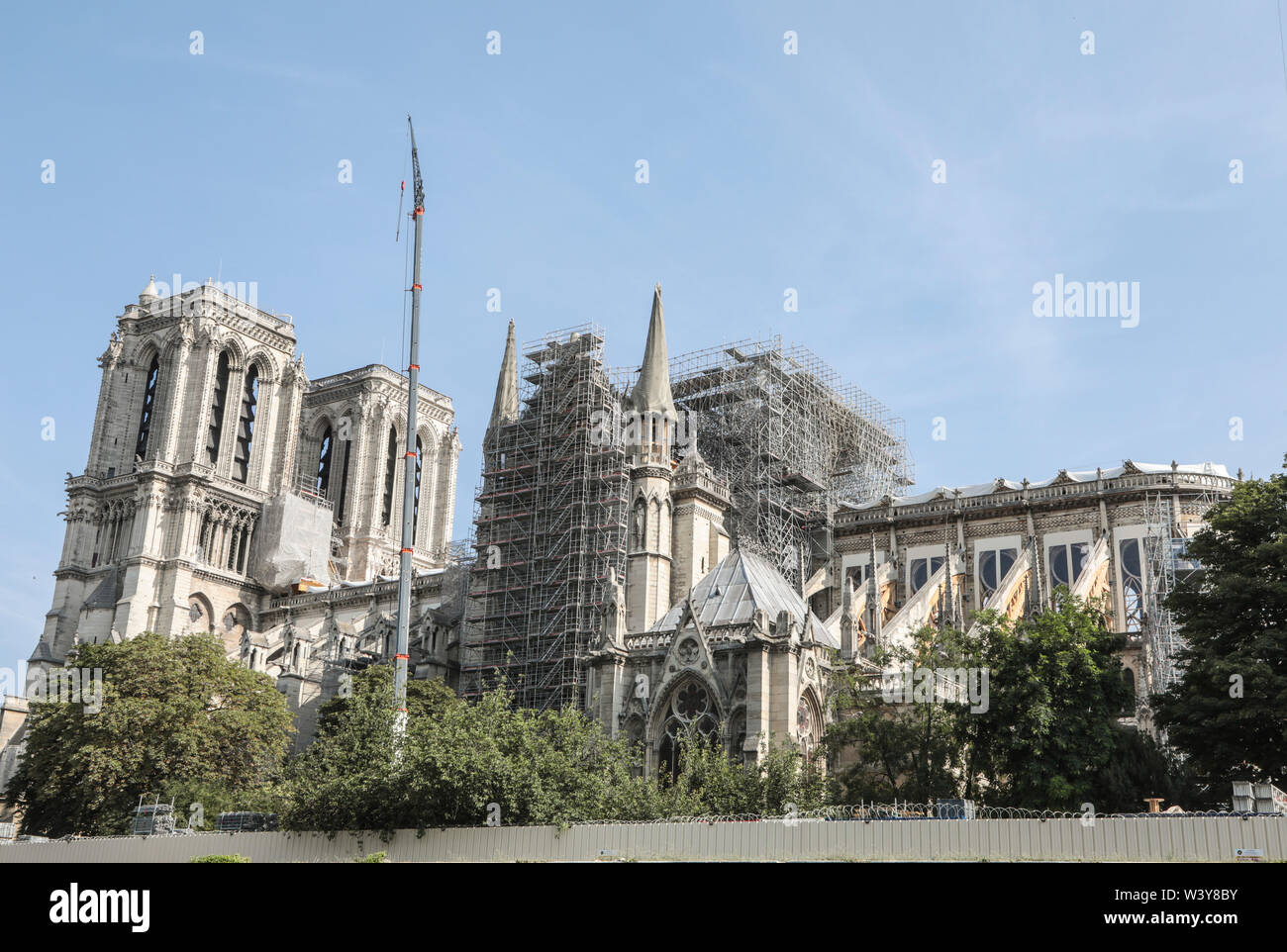 NOTRE-DAME CATHEDRAL ,THREE MONTHS AFTER THE FIRE Stock Photo