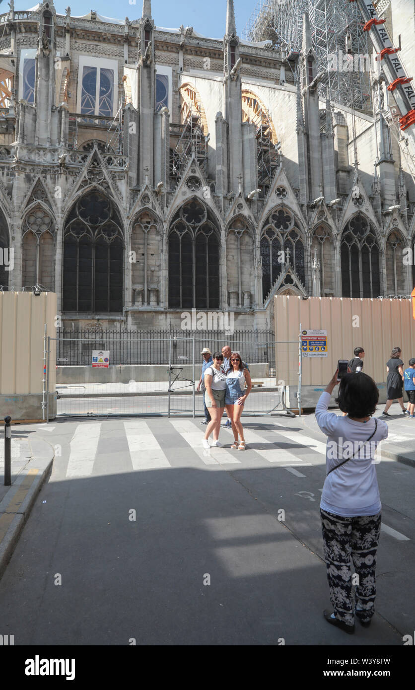NOTRE-DAME CATHEDRAL ,THREE MONTHS AFTER THE FIRE Stock Photo
