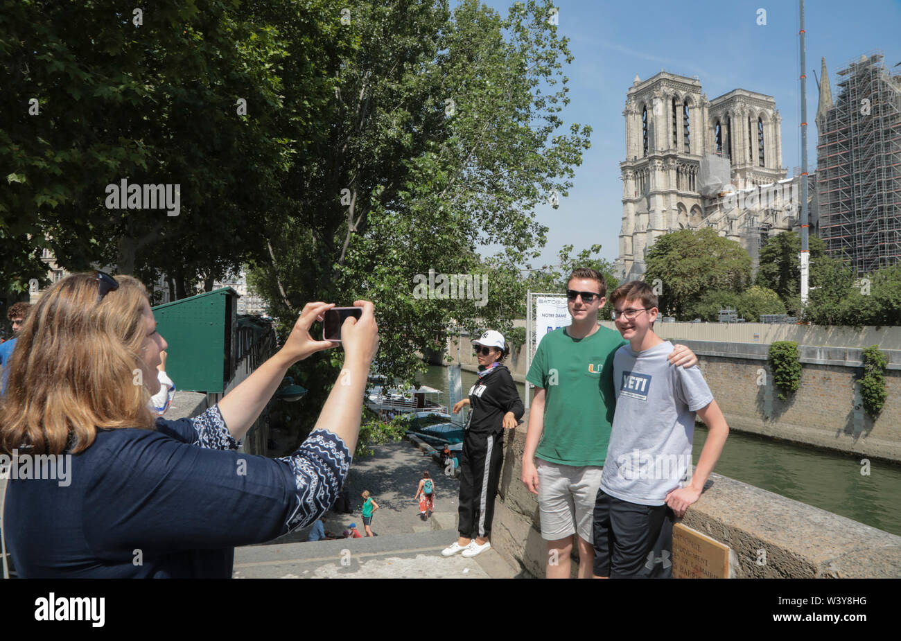 NOTRE-DAME CATHEDRAL ,THREE MONTHS AFTER THE FIRE Stock Photo