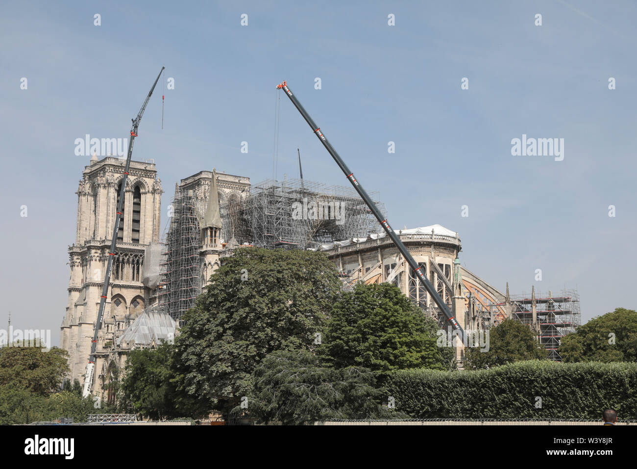 NOTRE-DAME CATHEDRAL ,THREE MONTHS AFTER THE FIRE Stock Photo