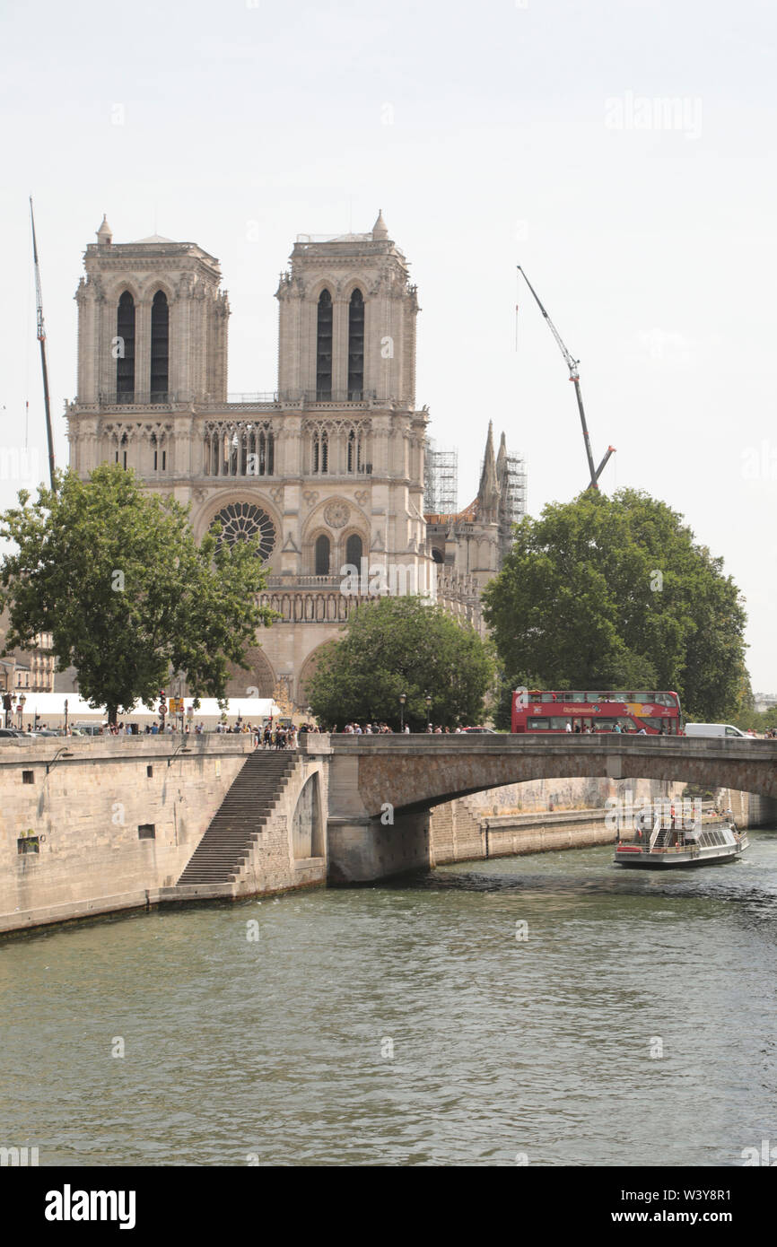 NOTRE-DAME CATHEDRAL ,THREE MONTHS AFTER THE FIRE Stock Photo