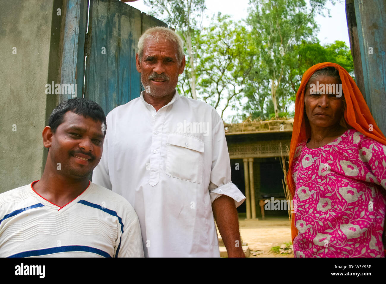 Amroha, Utar Pradesh, India - 2011: Unidentified Indian people from slums Stock Photo