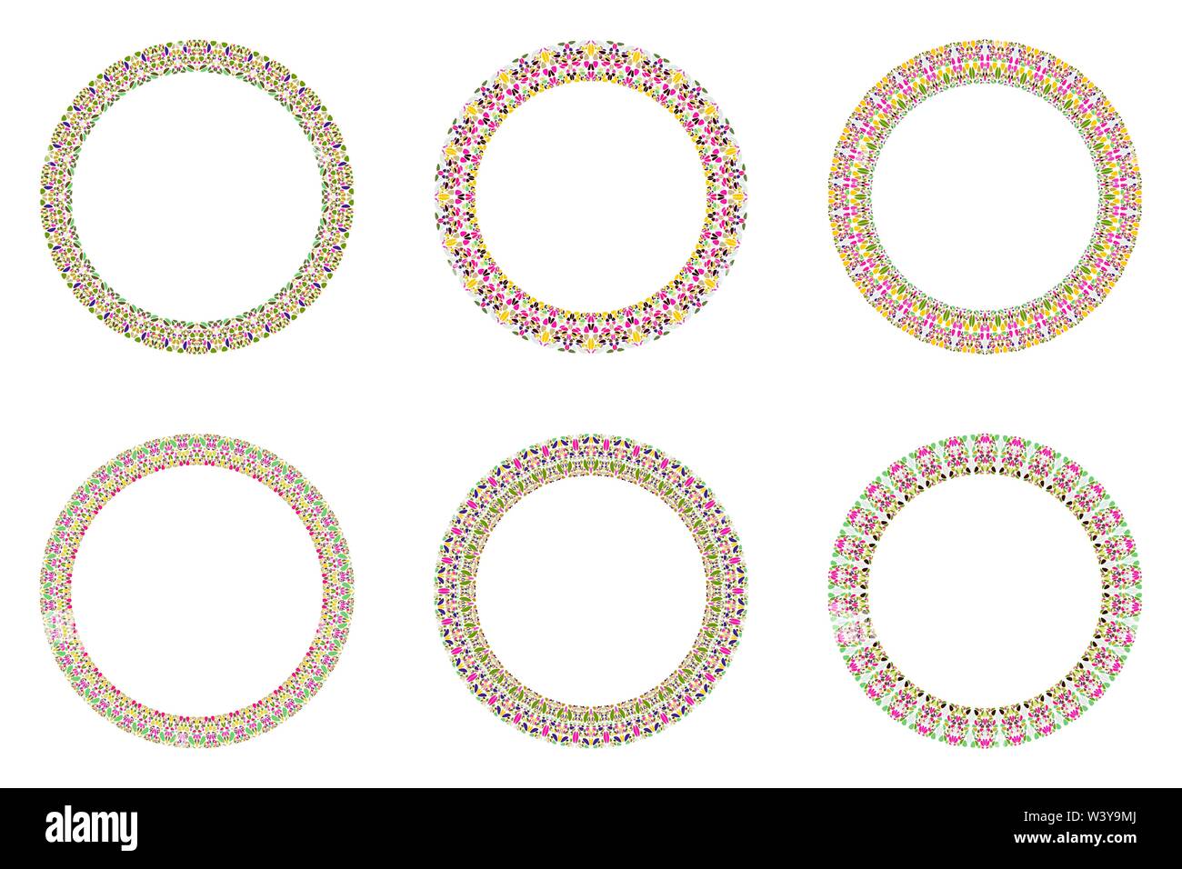 Floral frame set - abstract round circular vector design elements on ...