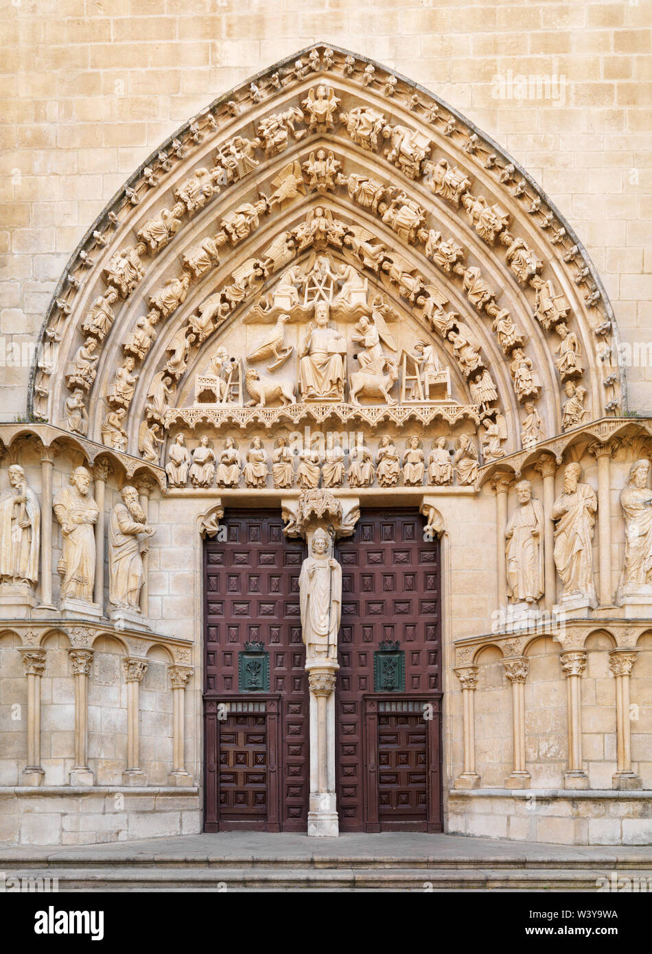 Spain, Castile and Doorway of Saint Mary of Burgos cathedral, UNESCO World Heritage site Stock Photo