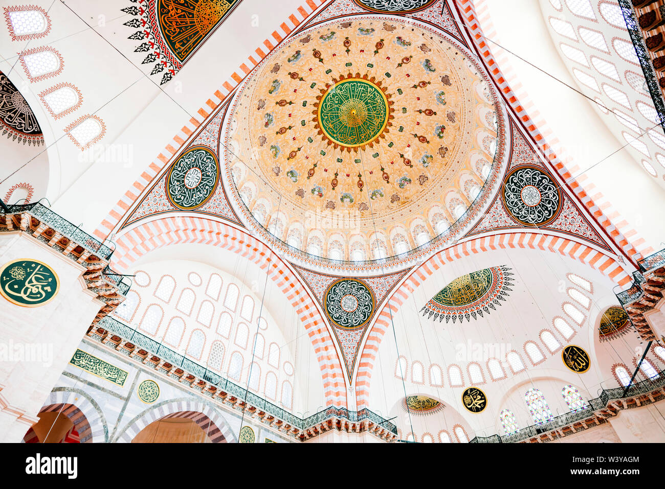 Suleymaniye Mosque Interior Details Istanbul Turkey Stock