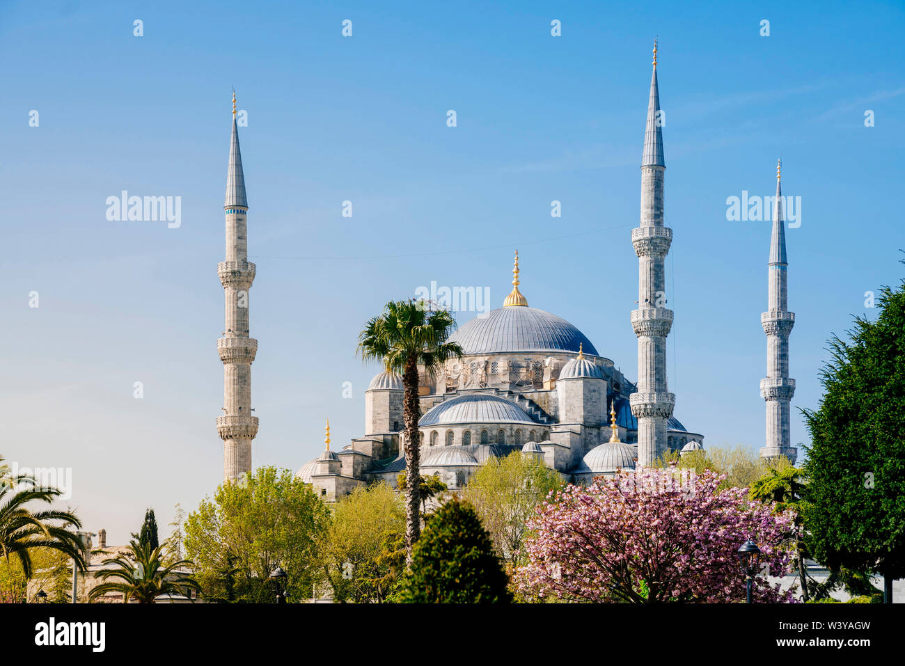 Blue Mosque in spring, Istanbul, Turkey Stock Photo