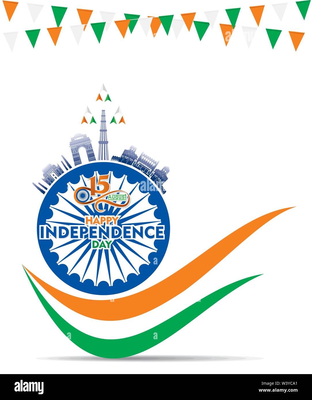 vector illustration of 15th August india Happy Independence Day Stock ...