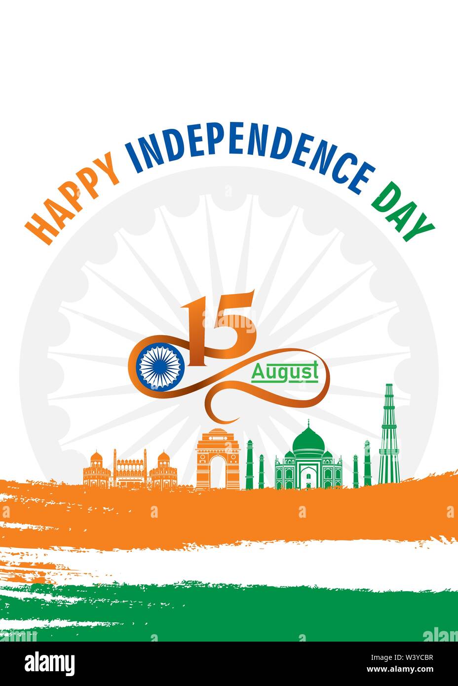 vector illustration of 15th August india Happy Independence Day Stock ...