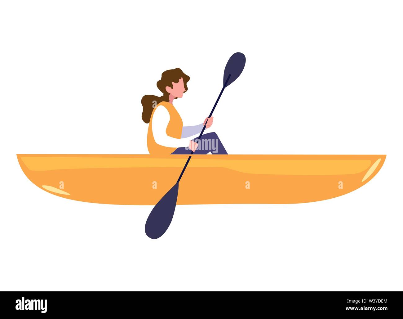 woman with boat and adventure rowing vector illustration Stock Vector ...