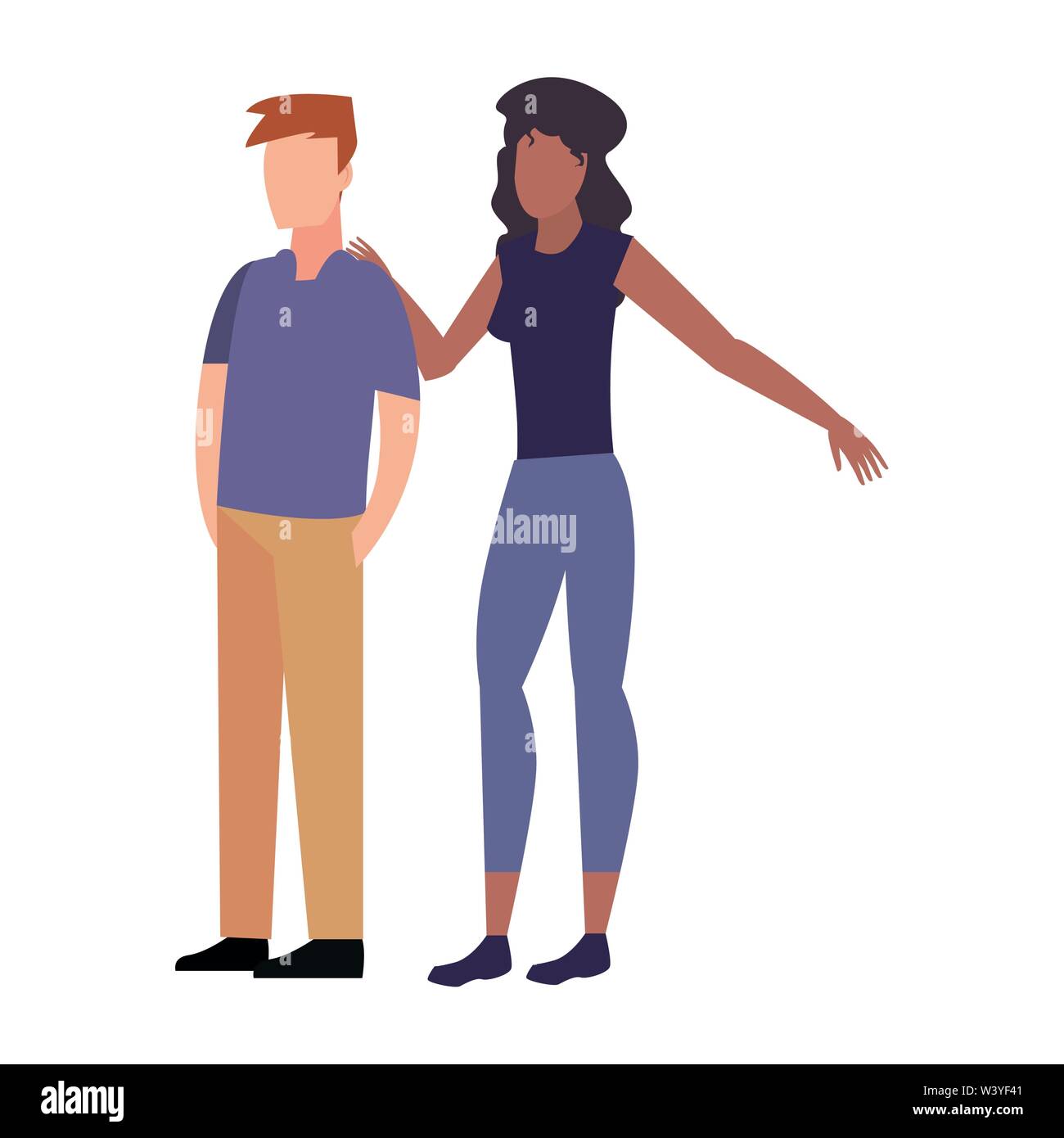 man and woman characters avatars on white background vector ...
