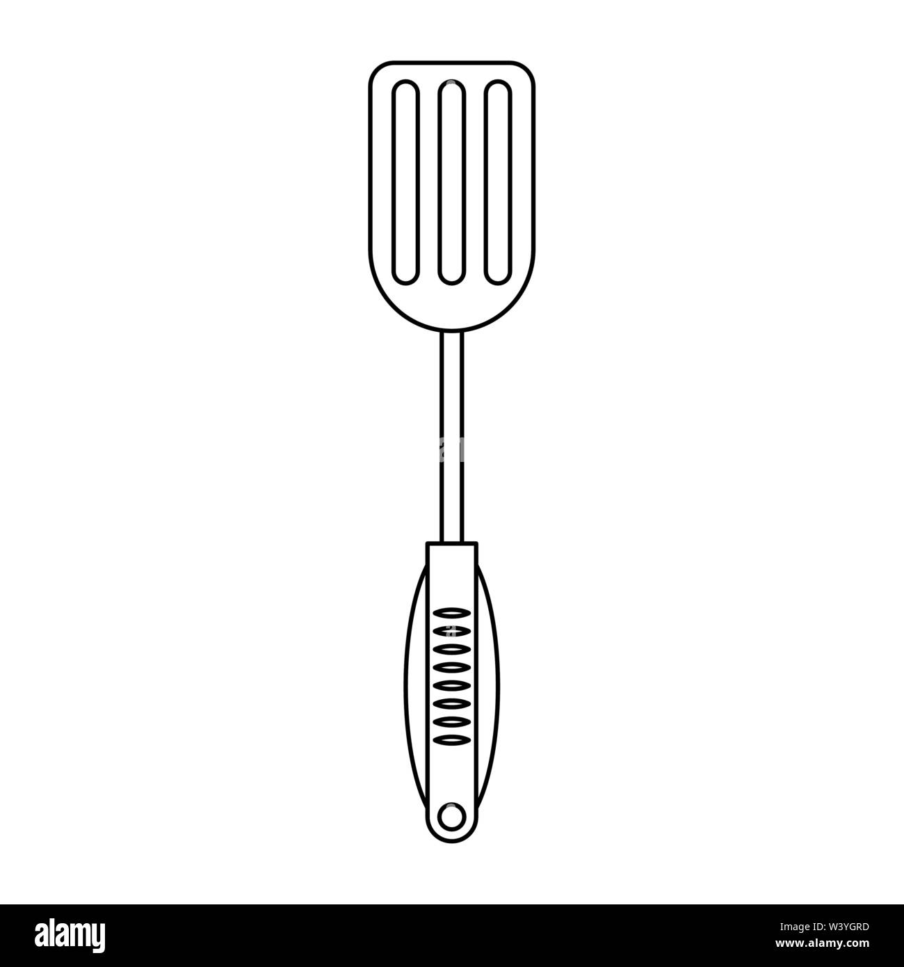 Turner barbecue and kitchen utensil in black and white Stock Vector