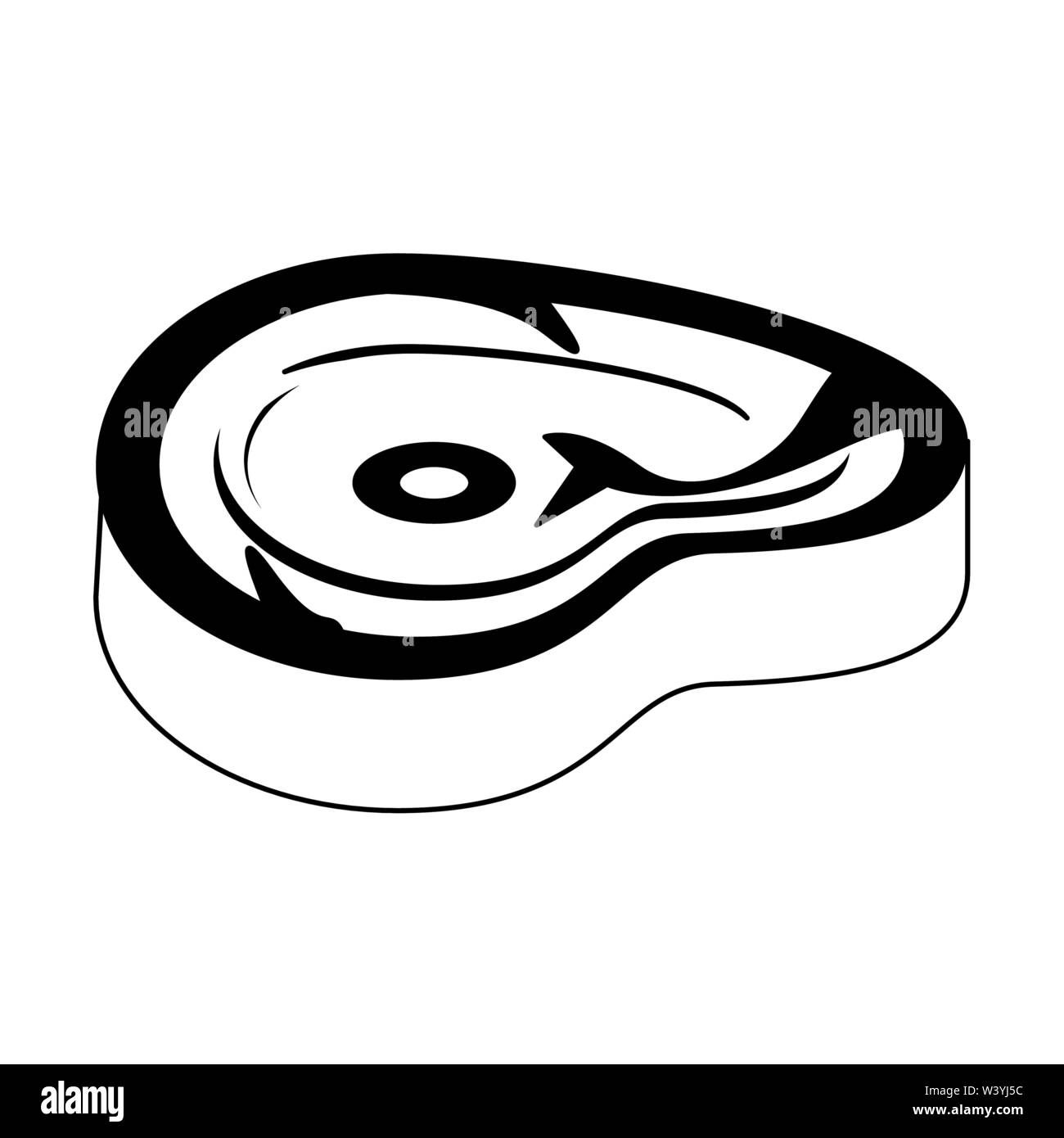 Barbecue beef cut of meat food isolated in black and white Stock Vector ...