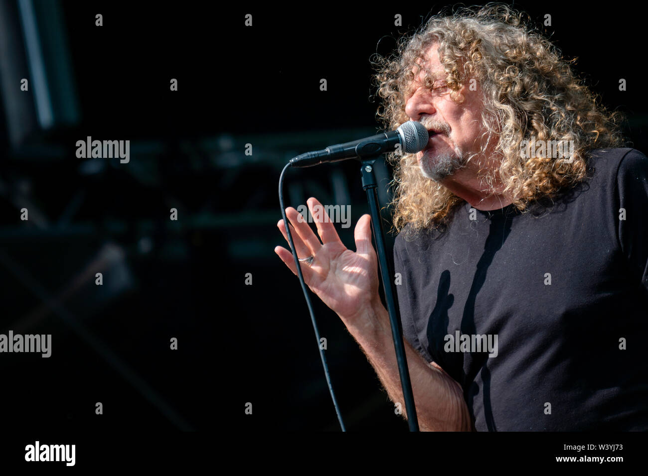 Bergen, Norway - June 15th, 2019. Robert Plant and the Sensational Space  Shifters perform a live concert during the Norwegian music festival  Bergenfest 2019 in Bergen. Here singer and songwriter Robert Plant