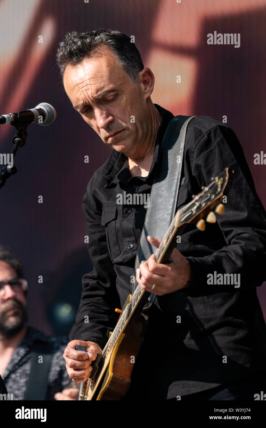 Bergen, Norway - June 15th, 2019. Robert Plant and the Sensational Space  Shifters perform a live concert during the Norwegian music festival  Bergenfest 2019 in Bergen. Here guitarist Justin Adams is seen