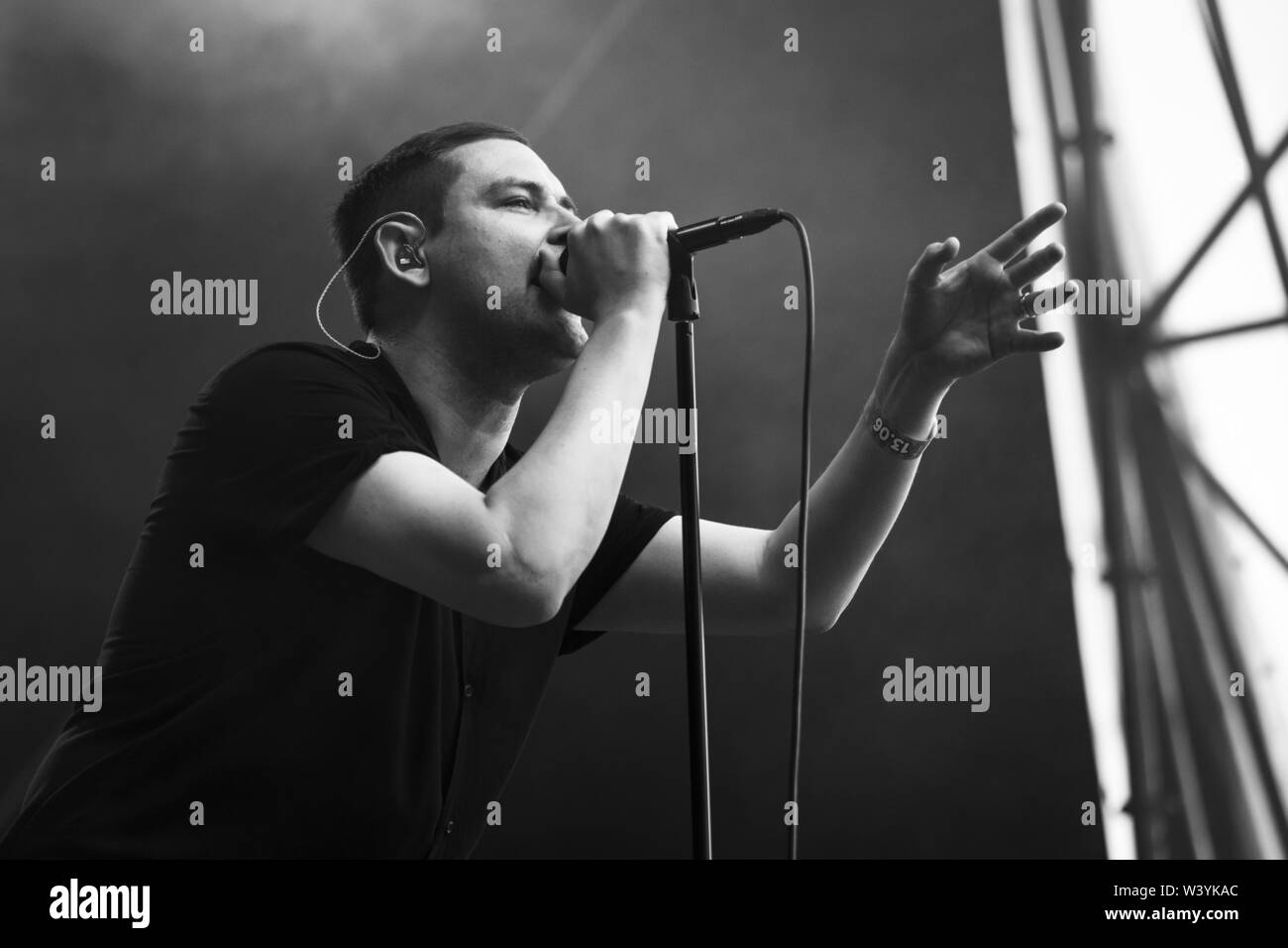 Bergen, Norway - June 15th, 2019. The Scottish post-punk band The Twilight Sad performs a live concert during the Norwegian music festival Bergenfest 2019 in Bergen. Here vocalist James Graham is seen live on stage. (Photo credit: Gonzales Photo - Jarle H. Moe). Stock Photo