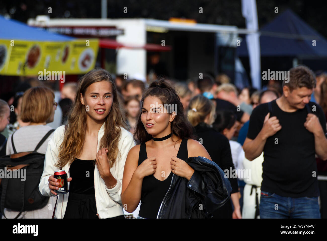 Young women at Kallio Block Party in Helsinki, Finland Stock Photo