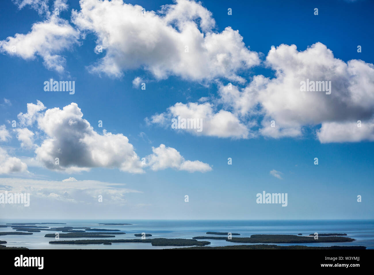 Aerial view of cloudscape at Ten Thousand Islands on the west coast of Florida off the Gulf of Mexico. Stock Photo