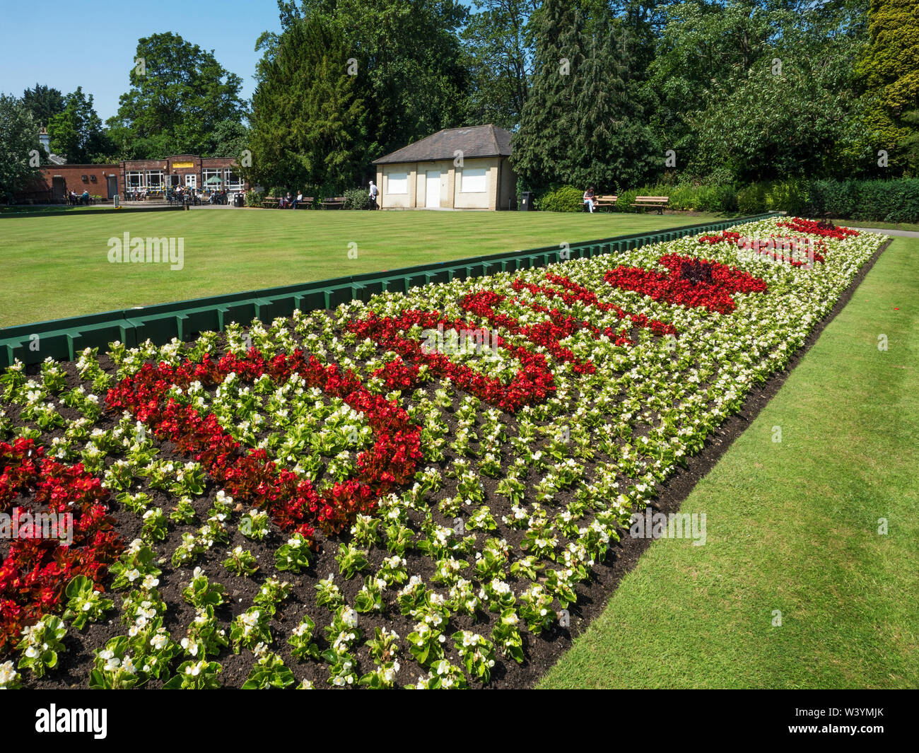 Flowerbed commemorating the 75th anniversary of D Day in Spa Gardens Ripon North Yorkshire England Stock Photo