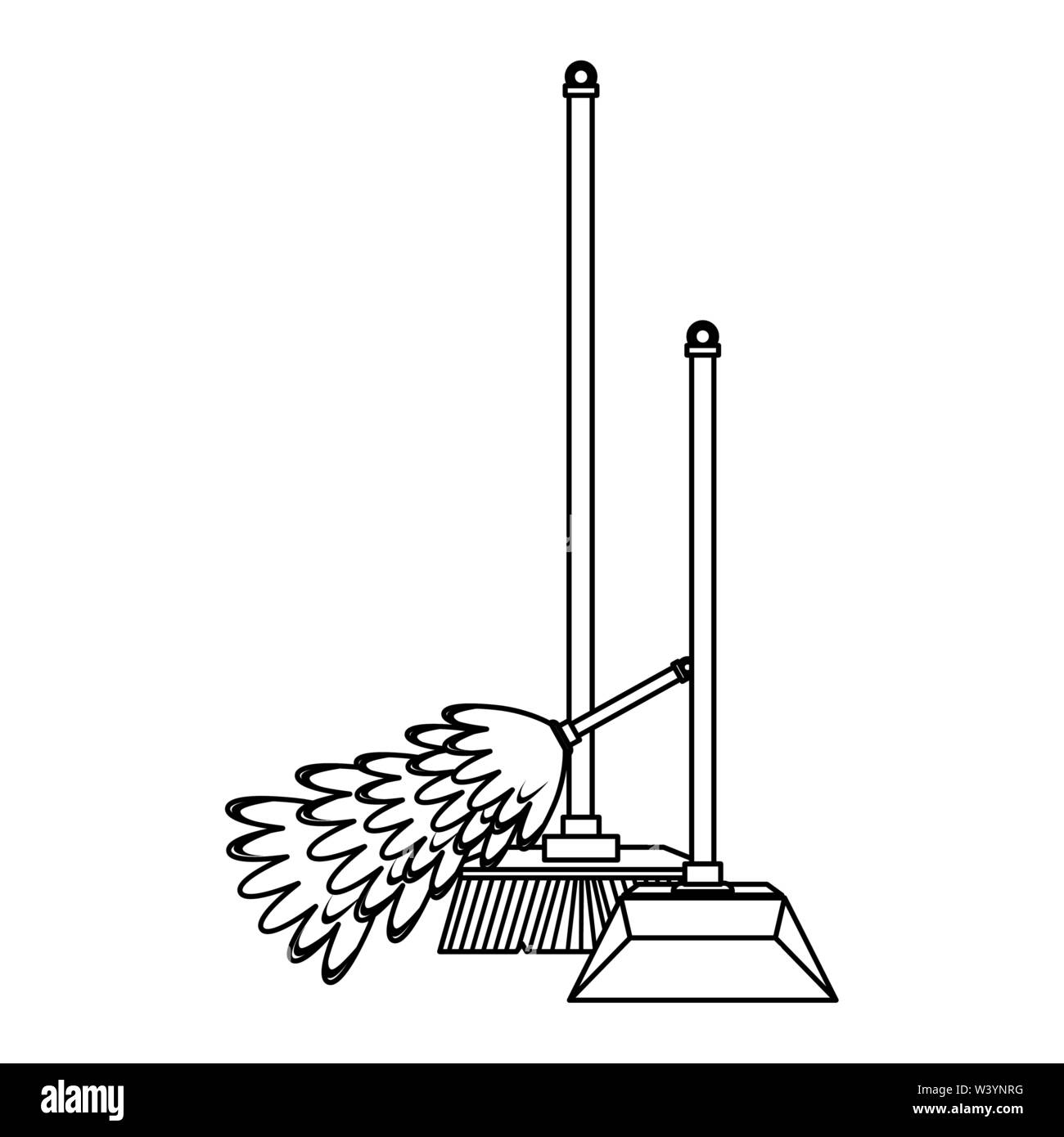 Set of cleaning equipment and products in black and white Stock Vector ...