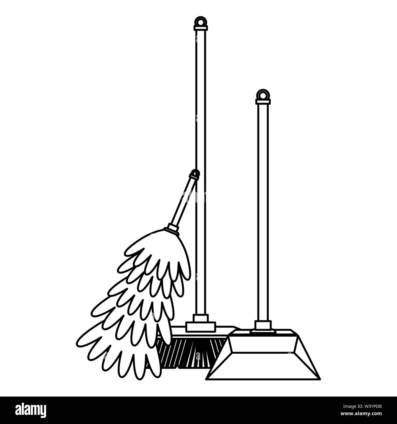 Set of cleaning equipment and products in black and white Stock Vector ...