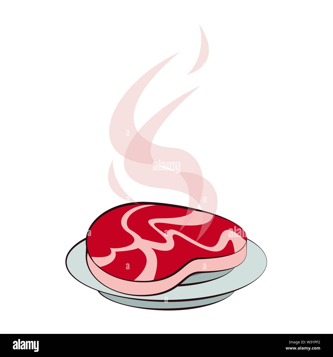 Barbecue beef steak grilled in dish cartoon Stock Vector Image & Art ...