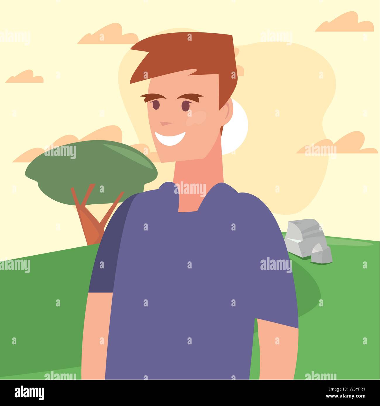 man character in the park outdoor vector illustration Stock Vector ...