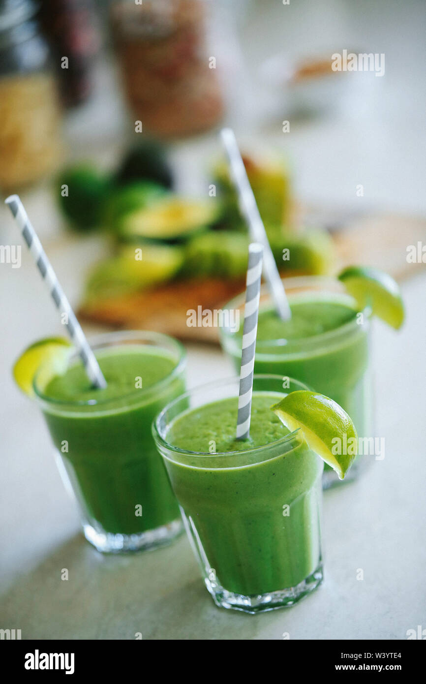 Green smoothie in a glass Stock Photo
