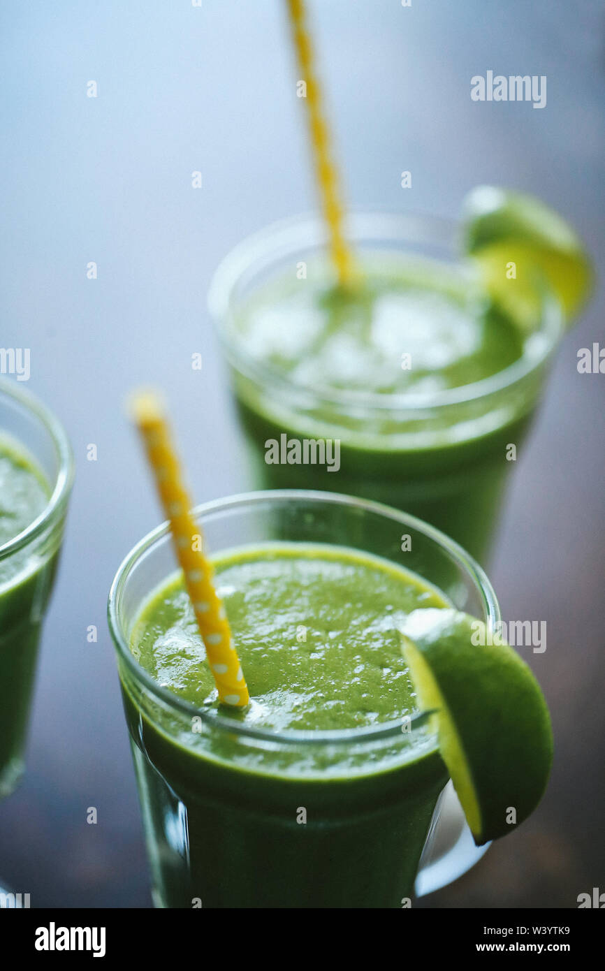 Green smoothie in a glass Stock Photo