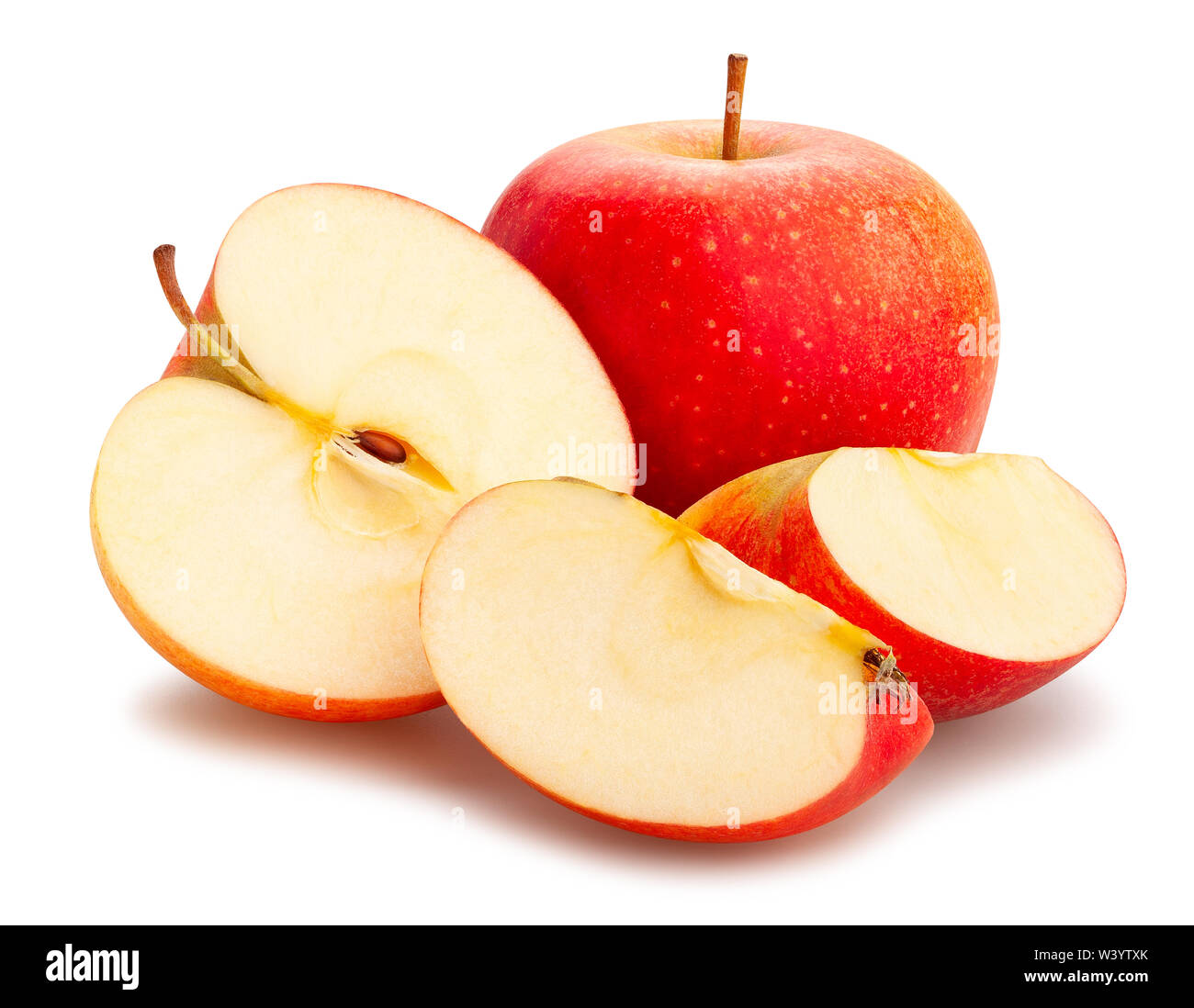 sliced red apples path isolated on white Stock Photo