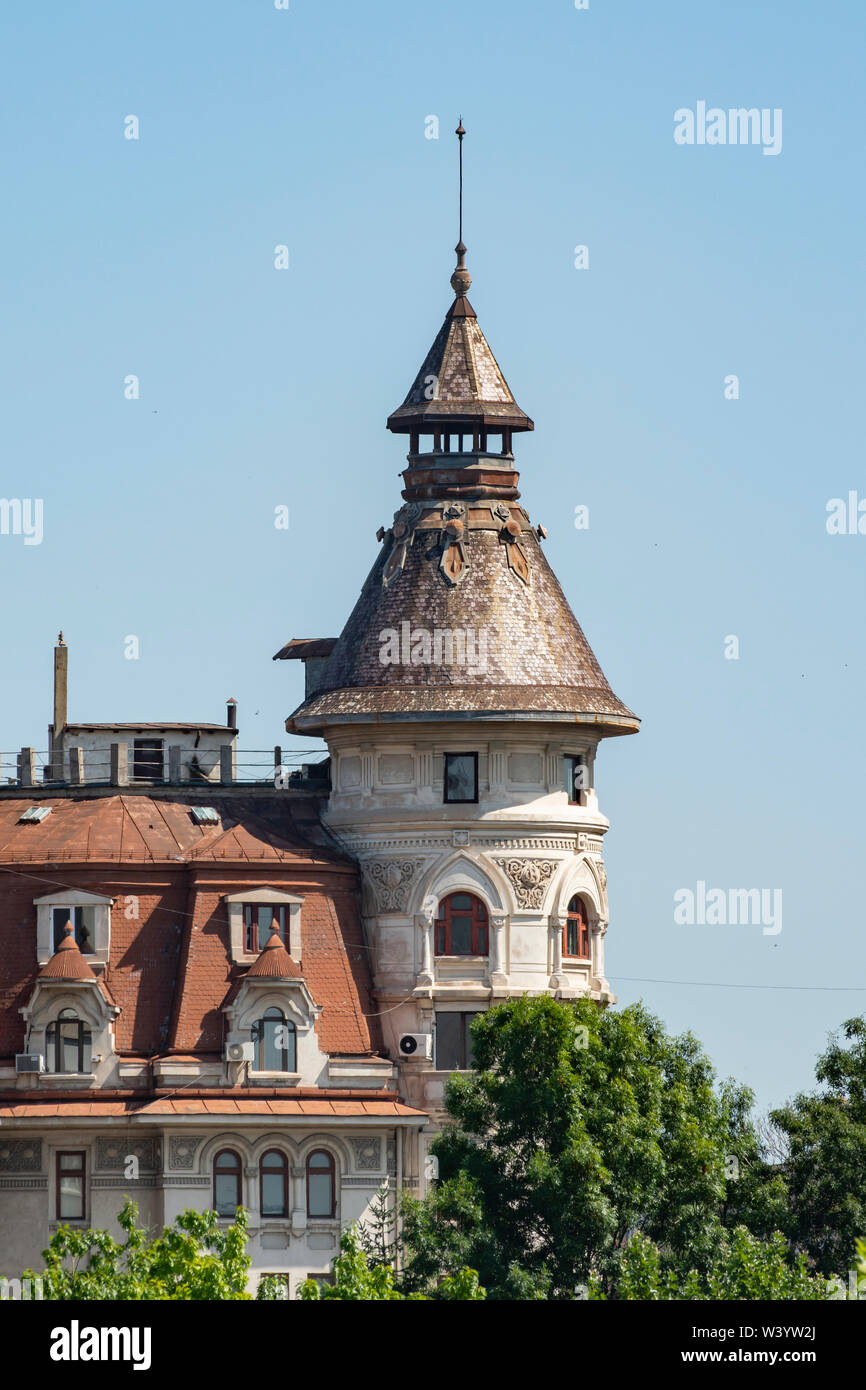Cone Roof of Old Building, Bucharest, Romania Stock Photo