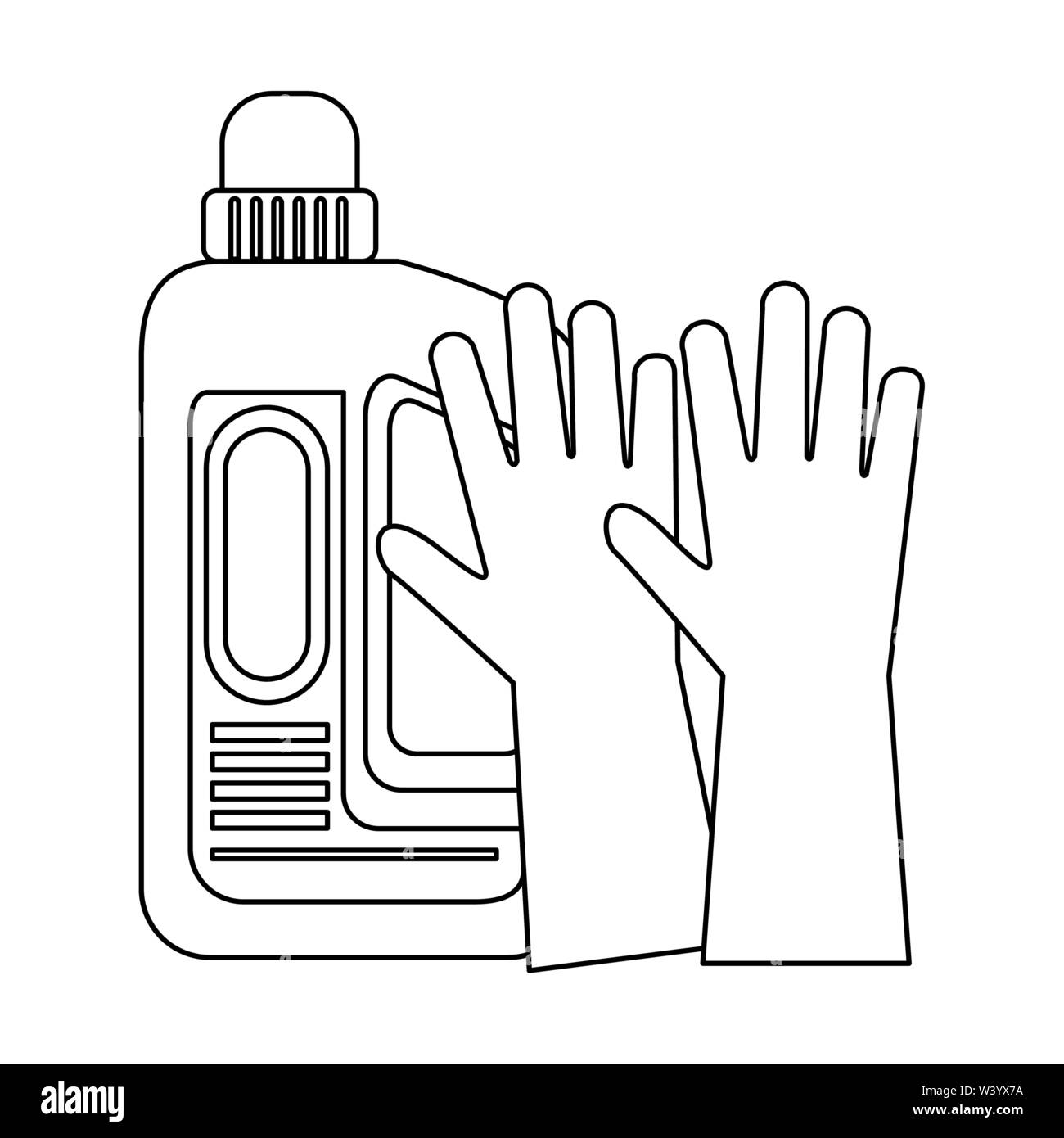 Set of cleaning equipment and products in black and white Stock Vector ...
