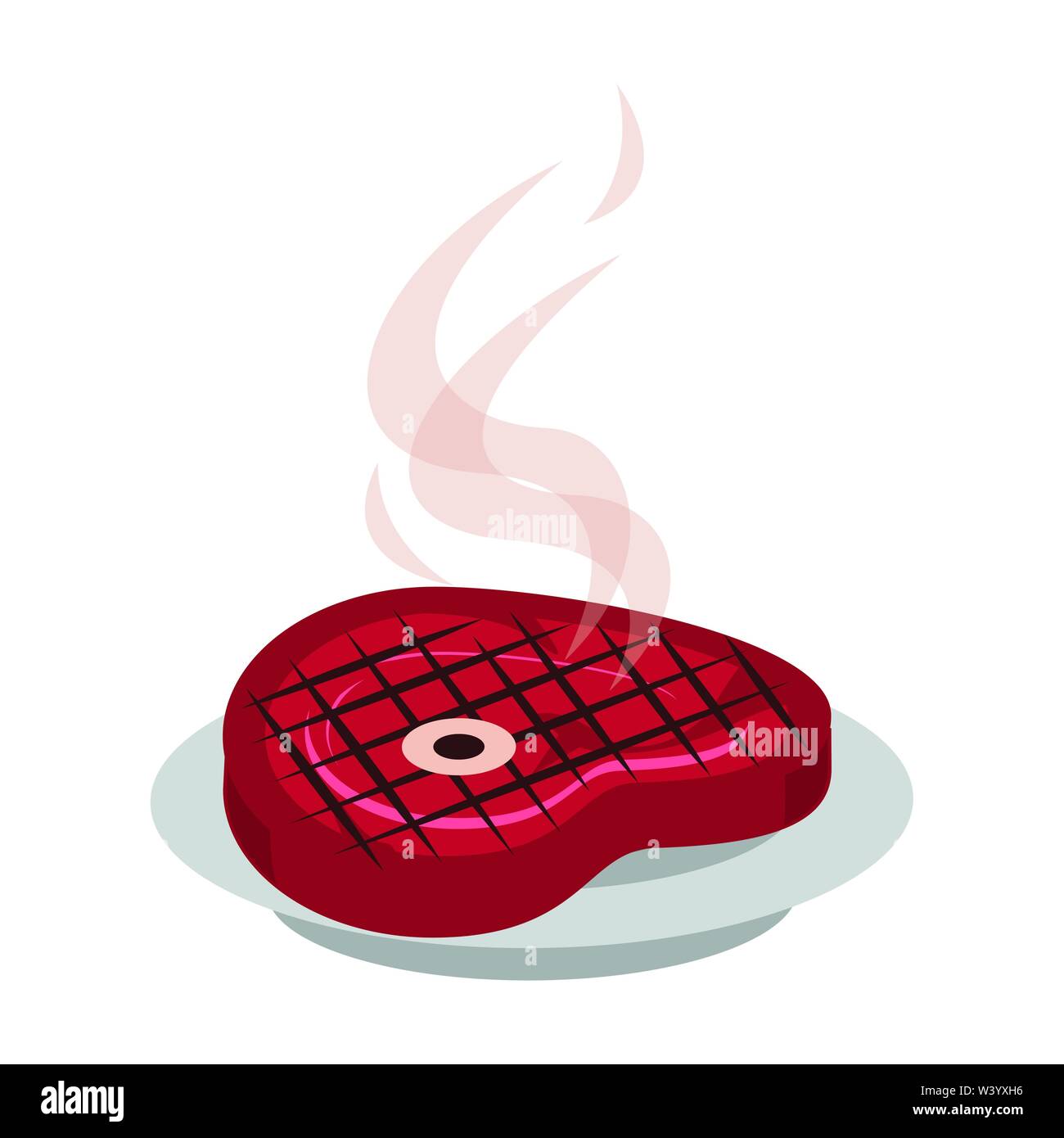 Barbecue beef steak grilled in dish cartoon Stock Vector Image & Art ...