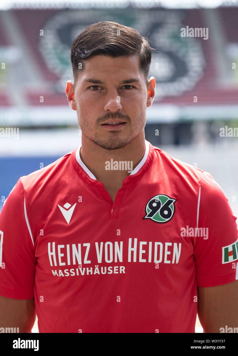 Hanover, Germany. 18th July, 2019. Soccer: 2nd Bundesliga, photo session: Hanover 96 for the 2019/20 season in the HDI Arena: player Miiko Albornoz from Hanover 96. Credit: Peter Steffen/dpa/Alamy Live News Stock Photo