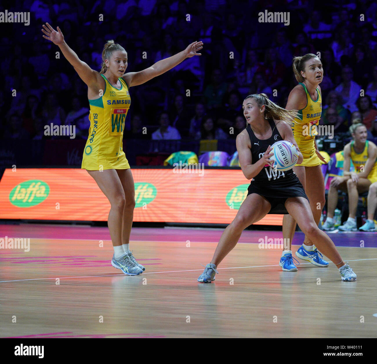 Gina Crampton (AUS) in action during Vitality Netball World Cup 2019 at M&S Bank Arena, Liverpool, United Kingdom.Australia beat New Zealand: 50-49 Stock Photo