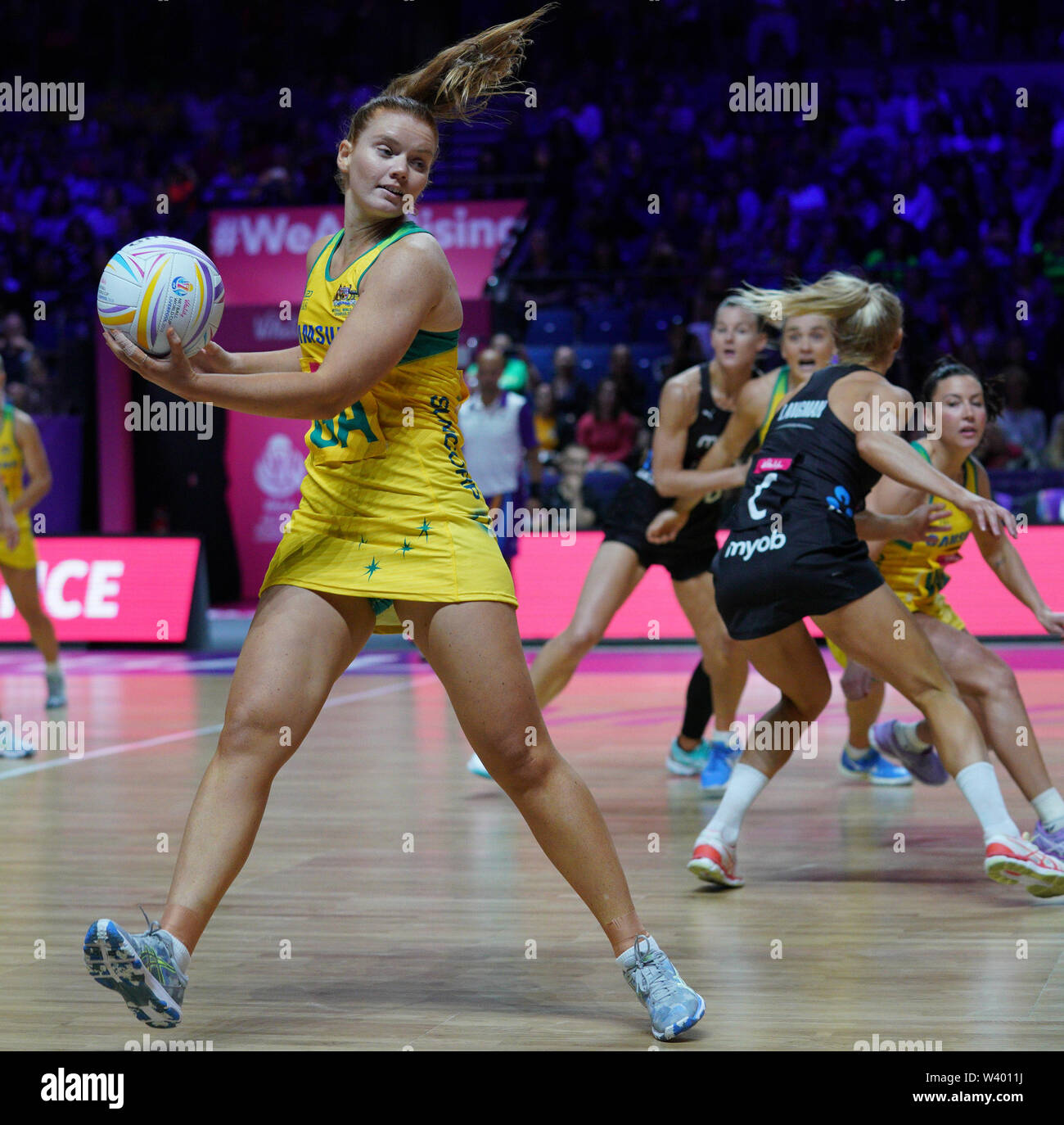 Steph Wood (AUS) in action during Vitality Netball World Cup 2019 at M&S Bank Arena, Liverpool, United Kingdom.Australia beat New Zealand: 50-49 Stock Photo