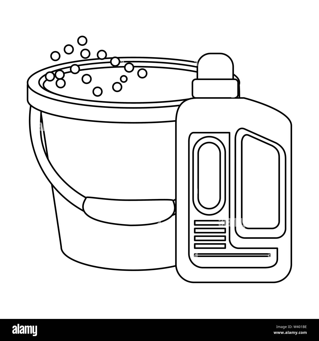 Set of cleaning equipment and products in black and white Stock Vector ...