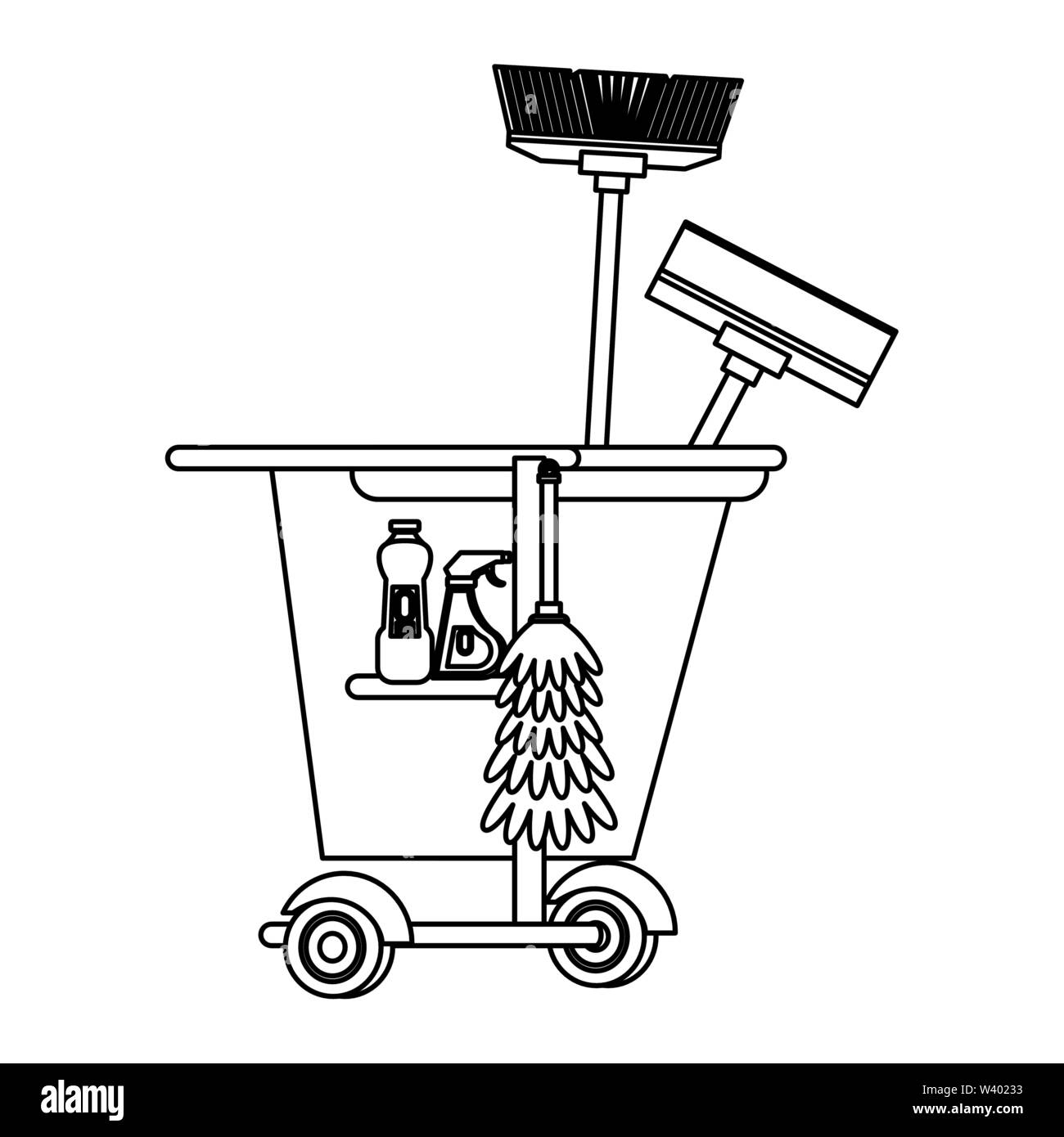 Set of cleaning equipment and products in black and white Stock Vector Image & Art Alamy