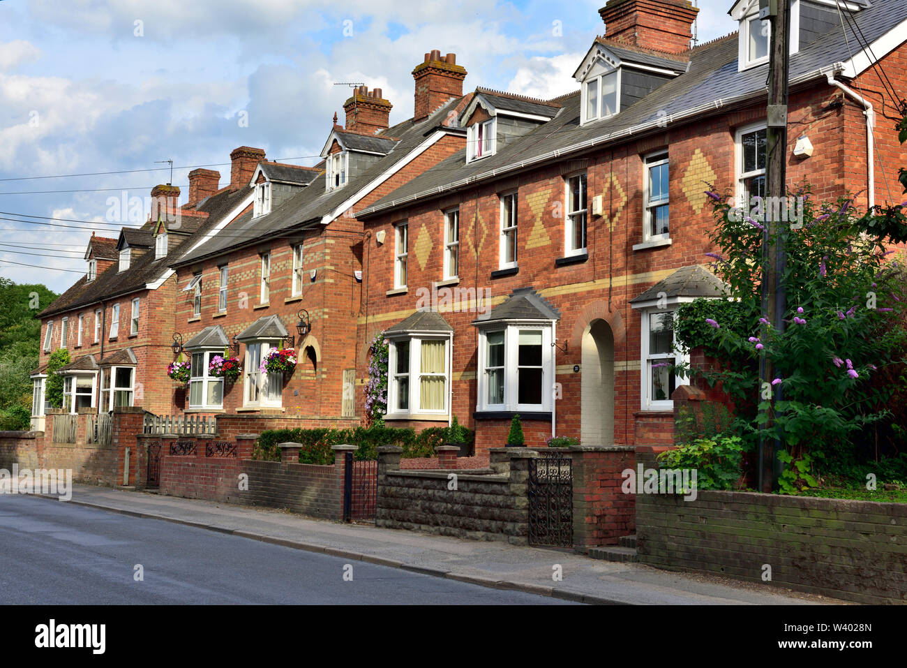 Terrace of Victorian brick built house in market town of Wantage ...