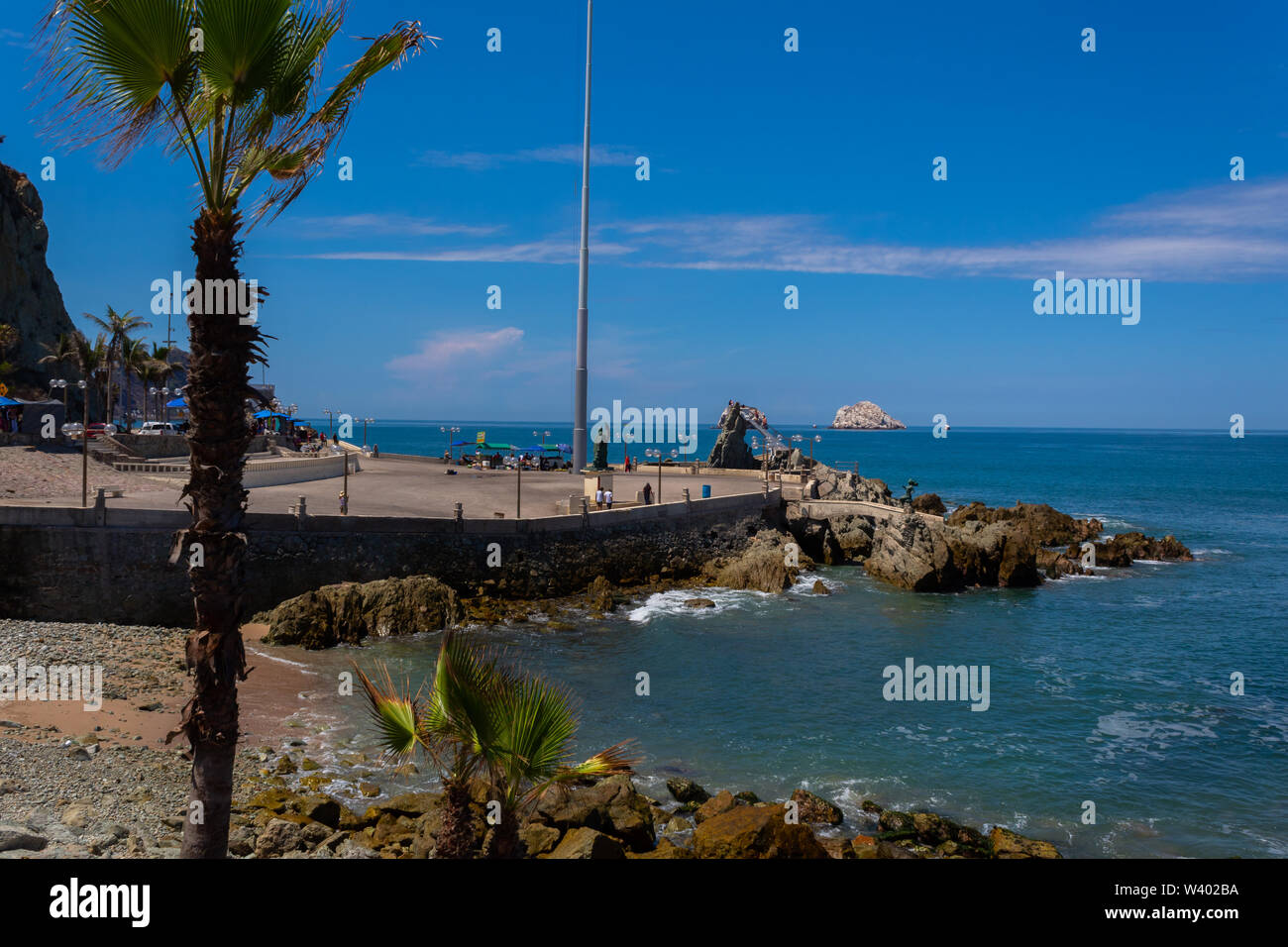 Main avenue of the city of Mazatlan on the shore of the beach (Malecon