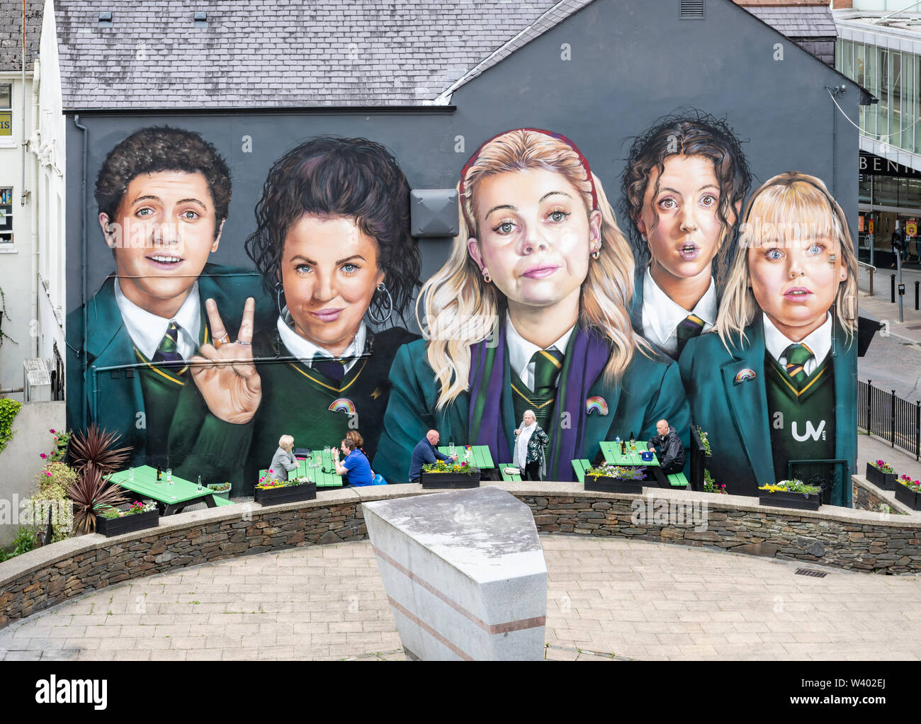 Derry Girls TV Series Mural, Londonderry, Northern Ireland Stock Photo