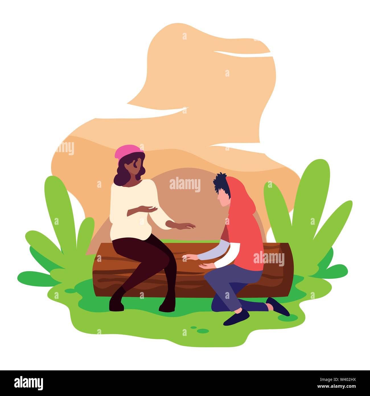 man and woman talking in the landscape vector illustration Stock Vector ...
