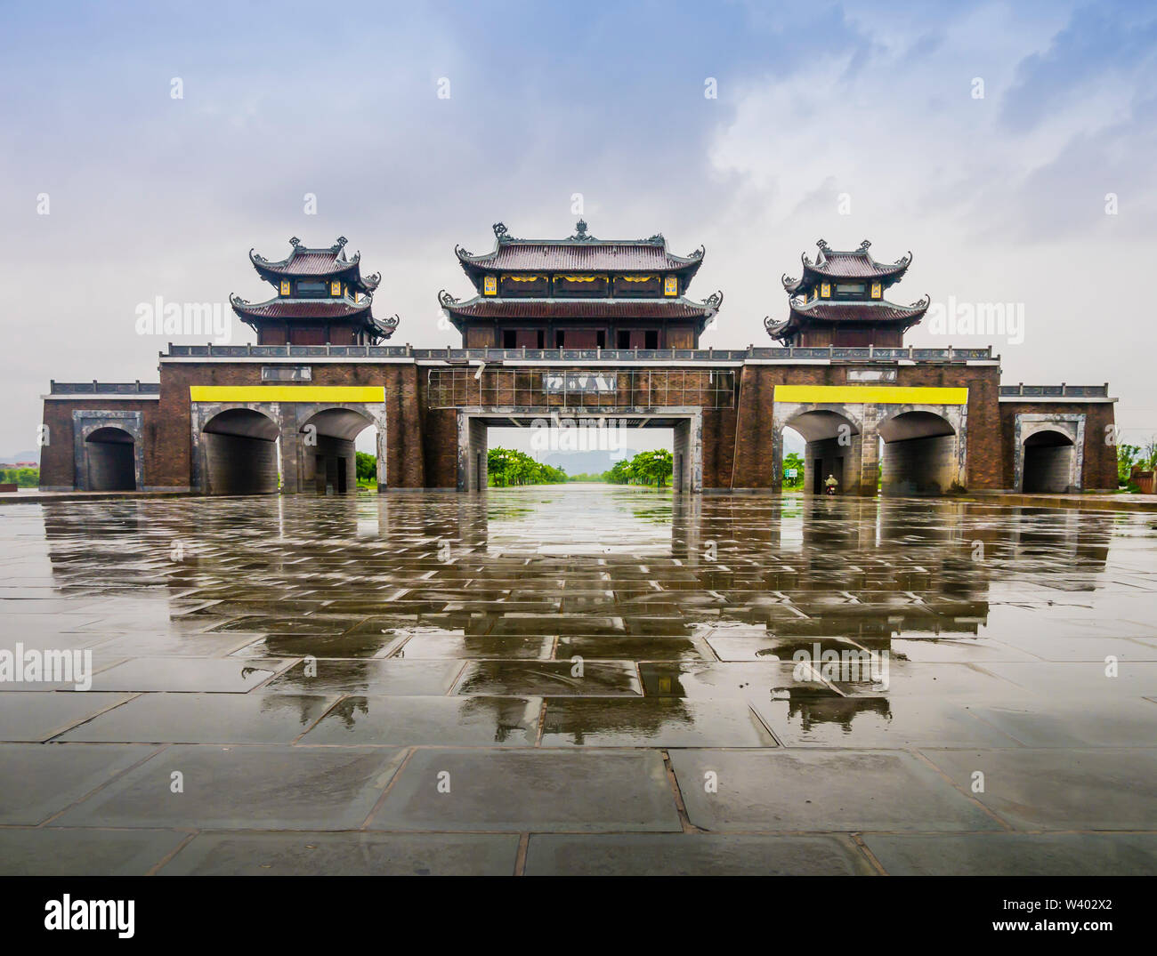 Welcome gate to Trang An ecotourism province, Ninh Binh, Vietnam Stock Photo