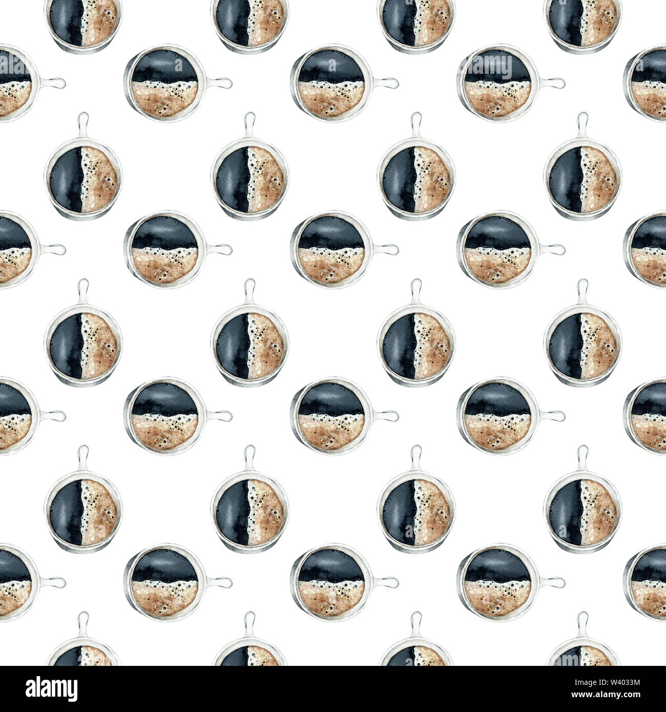 Hand drawn watercolor coffee cup seamless background isolated on white ...